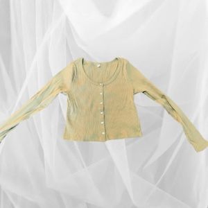 Olive green button-down long sleeved top